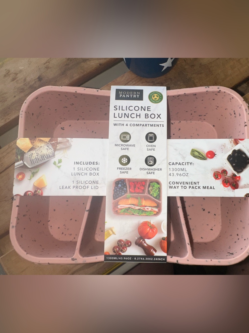 Modern Pantry Silicone Lunch Box in a speckled dark pink/mauve color ~ New - Picture 5 of 7